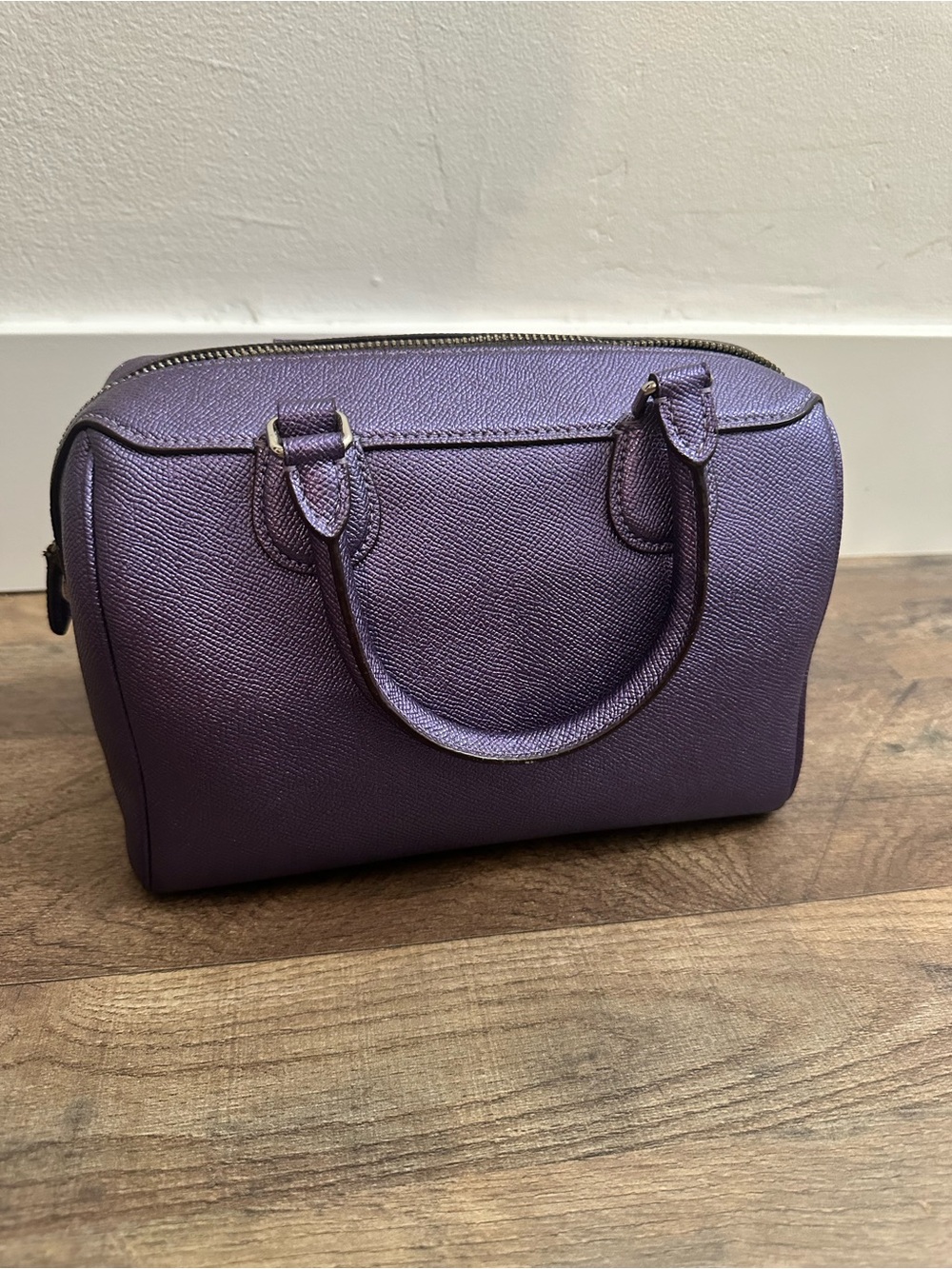 Coach Mini Bennett Satchel Metallic Purple Crossgrain Leather Crossbody F39706 - Picture 3 of 9